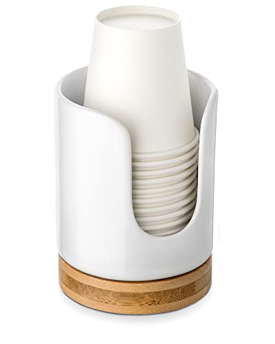Viosuniu Ceramic Bathroom Mouthwash Cup Holder - White, 3 oz Dispenser