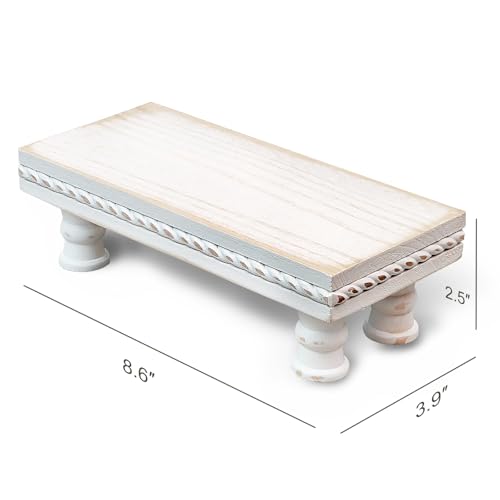 Waterproof Wooden Bathroom Tray Pedestal Stand - 8.6-Inch White