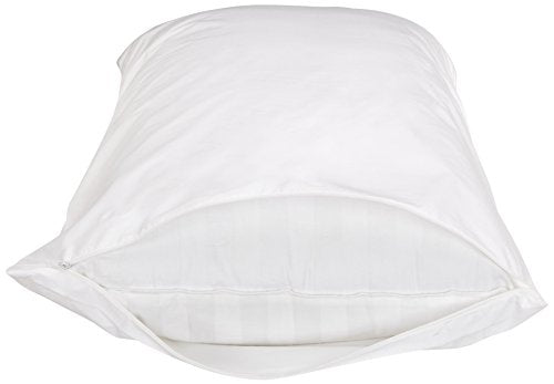 Amazon Basics King Zipper Pillow Protector - Breathable 100% Cotton, Hypoallergenic, Machine Washable, White, 37 x 21 Inches