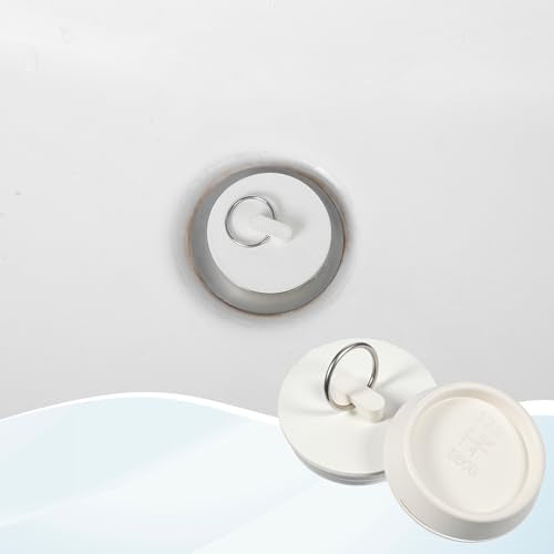 Bremorou 2 Pack Rubber Sink Stopper Plugs - White Drain Covers