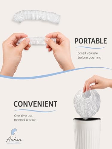 Auban 30 Pack Disposable Shower Caps 17.3 Inch Large Waterproof Hair Caps