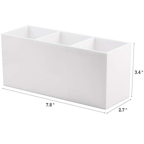 Tbestmax 3-Slot Makeup Brush Holder Organizer - White Cosmetic Storage Bin