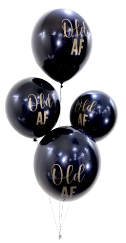 30 Pack Old AF 12-Inch Black Latex Balloons - Iconikal