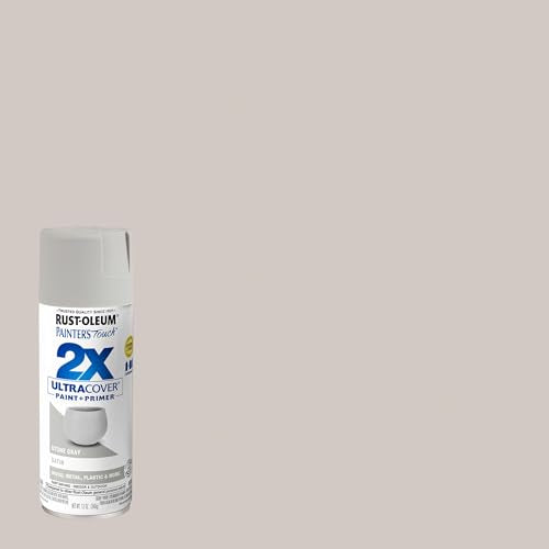 Rust-Oleum Painter's Touch 2X Ultra Cover Spray Paint, Satin Stone Gray, 12 oz, 6 Pack