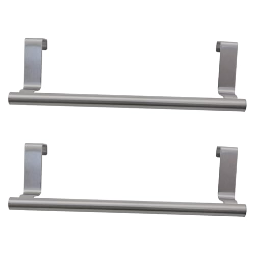 2-Pack Silver Stainless Steel Towel Rack - No-Drill Over Cabinet Holder