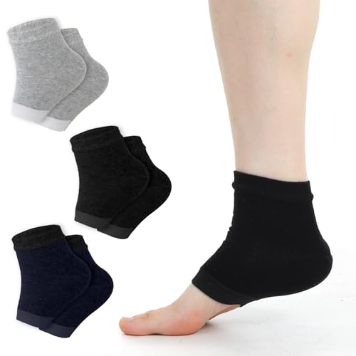 Moisturizing Heel Socks 3 Pairs - Toeless Gel Socks for Dry Cracked Feet & Spa Care
