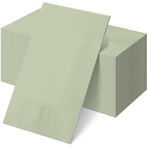 50 Pcs Sage Green Disposable Paper Napkins for Parties