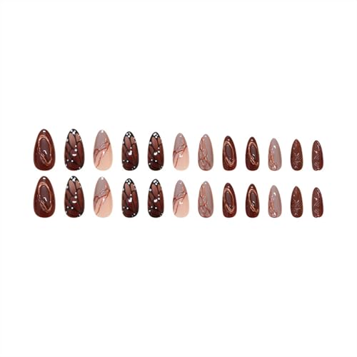 Fall Medium Almond Press on Nails with Butterfly Designs - 24 Pcs