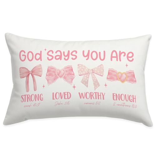 Pink 12x20 Throw Pillow Cover with Bow - Decorative Home Accent