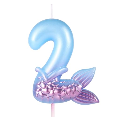 Blue Mermaid Number Birthday Candle - Cake Topper for Celebrations