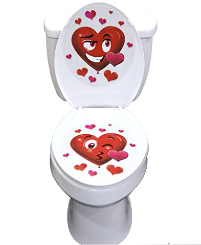 Valentine's Heart Toilet Seat Cling Decoration Set - 2 Pieces