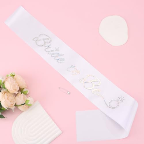 Bride to Be Sash - White Satin Bachelorette Party Accessory