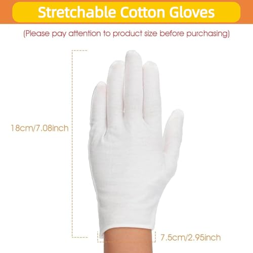 7 Pairs White Cotton Moisturizing Gloves for Dry Hands and Eczema