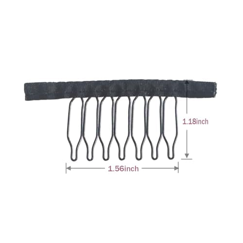 FeiHong 24 Pcs Wig Combs 7-Teeth Black Stainless Steel Hair Clips