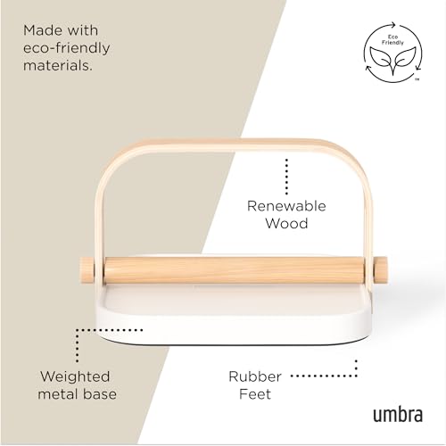 Umbra Bellwood Napkin Holder with Weight and Carrying Handle, White/Natural