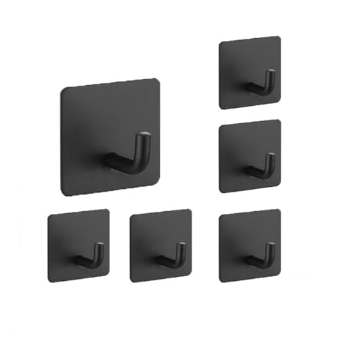 Tustao 6-Pack Stainless Steel Adhesive Wall Hooks - Heavy Duty, No Drill