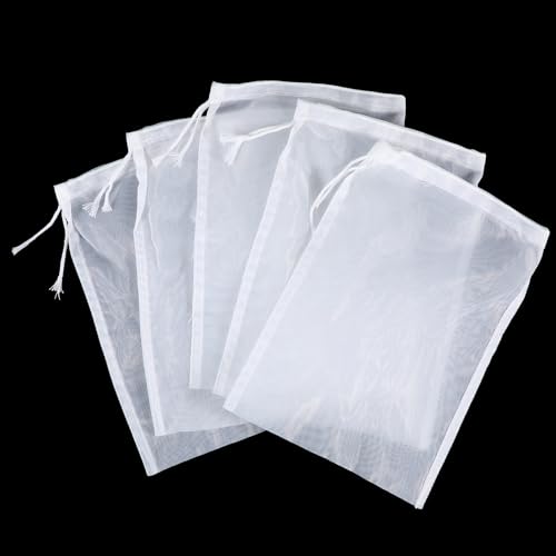 5 Pcs Nylon Brew Bags, 7.9 x 5.9 Inch Fine Mesh Straining Bags for Homebrew