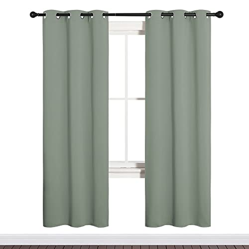 NICETOWN Blackout Curtains - 34"x72" Sage Green Grommet Drapes, 2 Panels