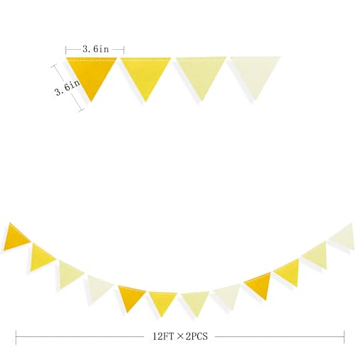 Ombre Yellow Mini Bunting Banner - 24ft Felt Party Decor