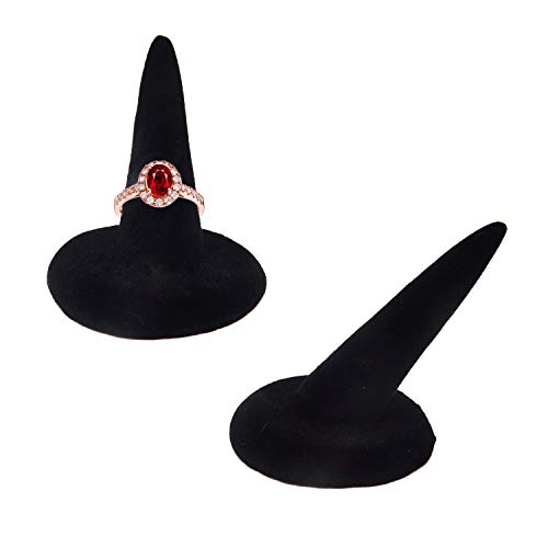 Black Velvet Ring Display Stand - 2pcs Jewelry Organizer