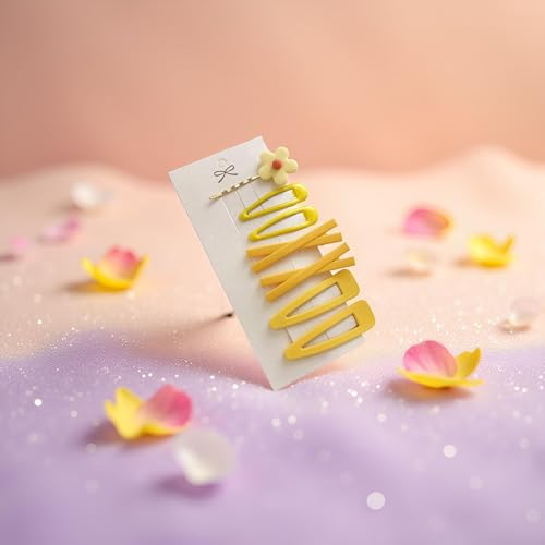 7-Piece Yellow Flower Hair Clips & Barrettes Gold Hair Accessories