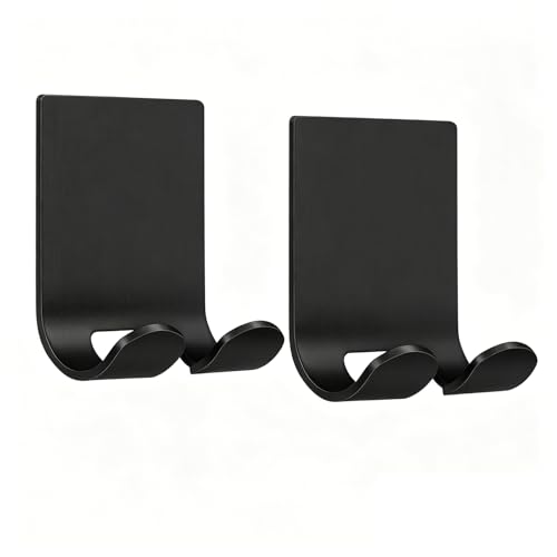 Viadom 2-Pack Black Self-Adhesive Stainless Steel Razor Holder Hooks