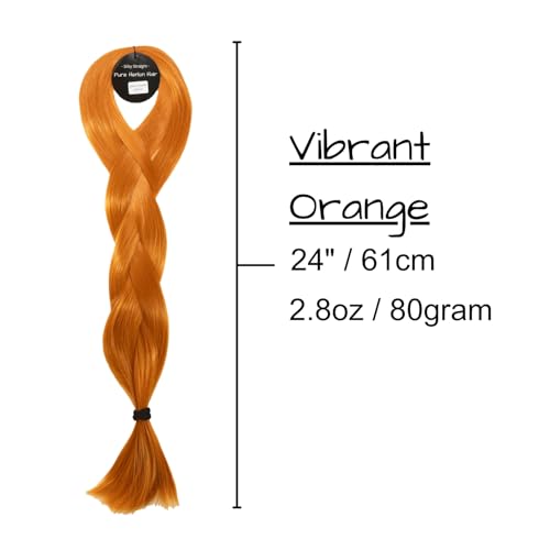 Hair Chakra Silky Straight Henlon Hair Vibrant Orange Synthetic Monofiber
