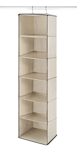 Whitmor Heavy Duty Canvas Closet Organizer 6 Shelf Hanging Storage - Off White / 6 Section