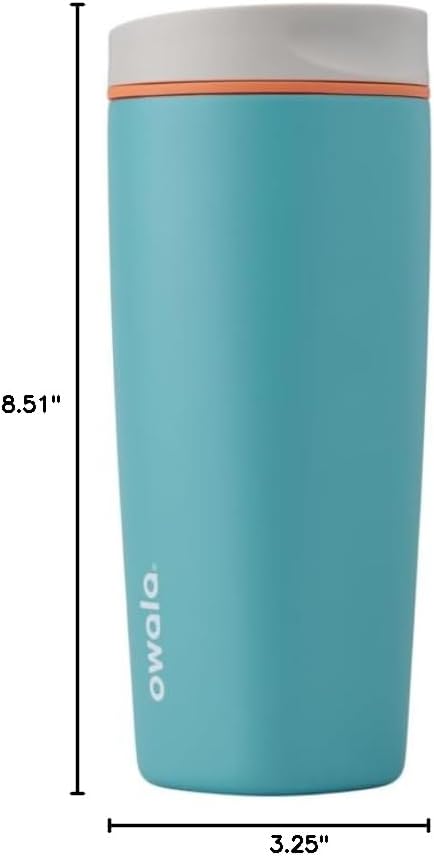 Owala SmoothSip 20 oz Insulated Stainless Steel Coffee Tumbler - Reusable Hot & Iced Coffee Mug | Grey/Blue