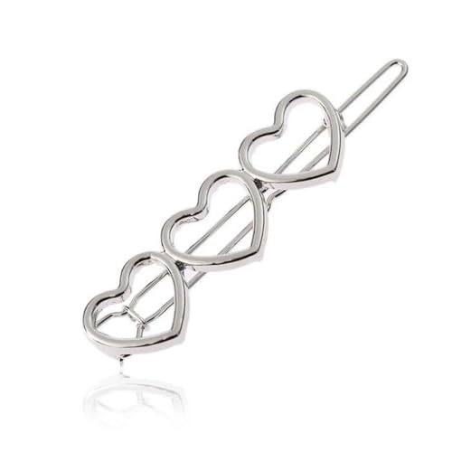Silver Hollow Love Heart Hair Barrettes Alloy Hair Clip for Women Girls