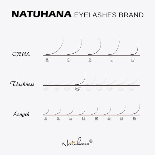 NATUHANA Brown Classic Lash Extensions 0.07mm Mixed Tray Soft Individual
