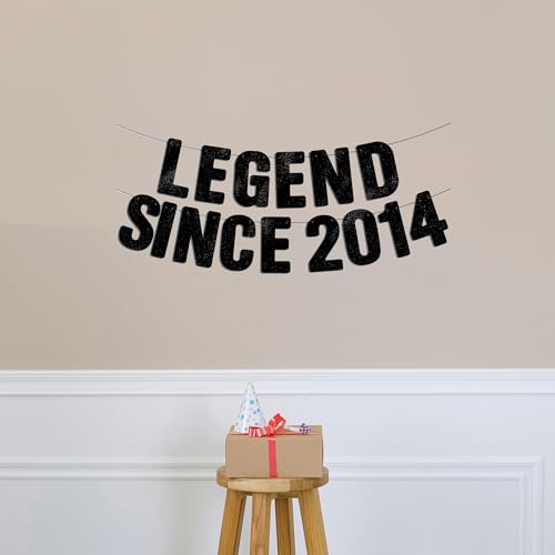 Legend Since 2014 Black Glitter Banner - 12th Birthday Party Decoration