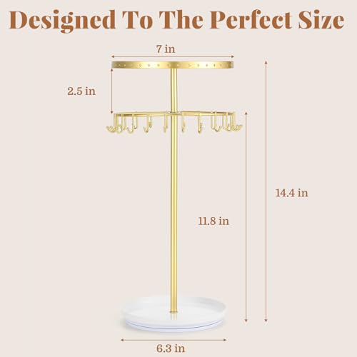 LANDNEOO 360° Rotating Jewelry Organizer - 3-Tier Holder for 80 Pcs