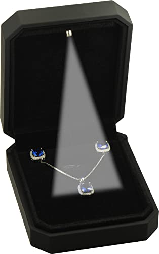 Luxury LED Necklace Gift Box - Octagonal Black Jewelry Pendant Box