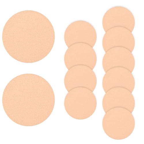Jeffdad 12 Pcs Round Makeup Sponges - Soft Facial Powder Puffs for Wet and Dry Foundation