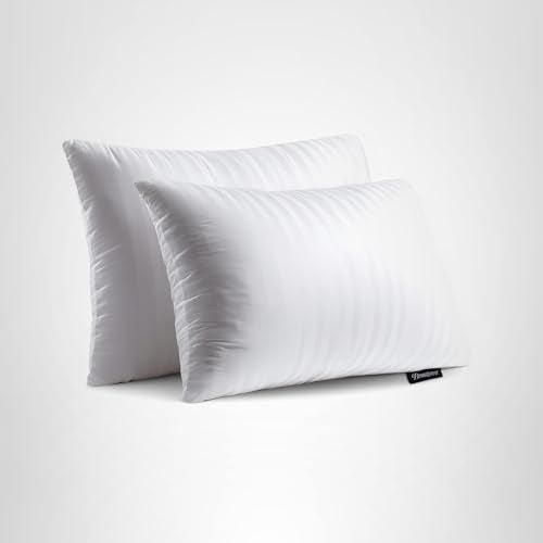 Beautyrest Luxury Goose Feathers Soft Pillows, 500 Thread Count Cover 20”x28”, Queen (Pack of 2), Supportive Fluffy Hotel Collection Bed Pillows for Side and Back Sleepers