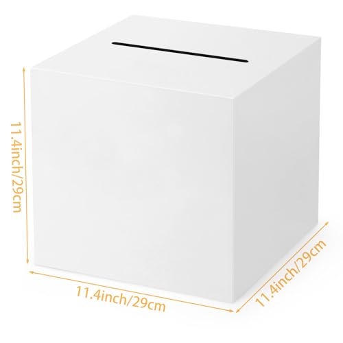 White Card Box with Slot - 11.4'' Money Box for Weddings & Parties