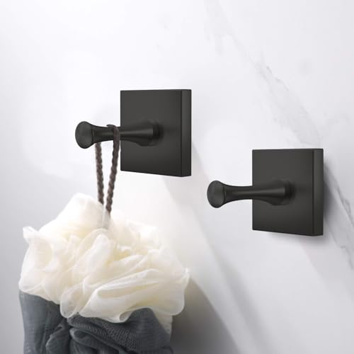 DGYB Matte Black Stainless Steel Shower & Bathroom Towel Hooks Set of 2