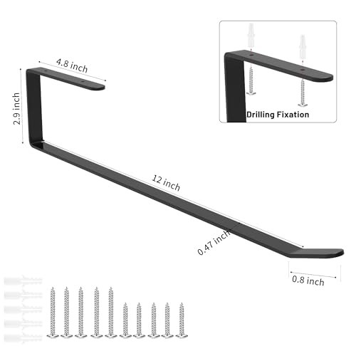 TONLEA Under Cabinet Paper Towel Holder - Matte Black Steel, 2-Pack
