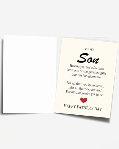 Fathers Day Card for Son from Mom - 5x7 with Kraft Envelope