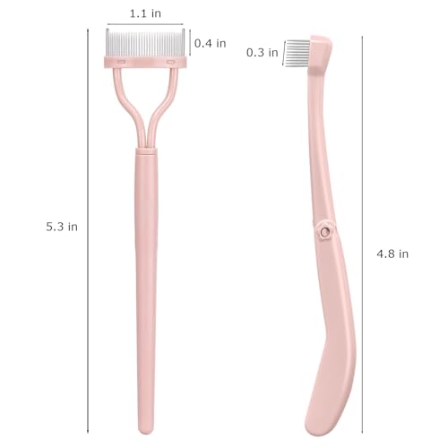 Corconess Metal Eyelash Comb Set - 2PCS Pink Lash Separator with Cover
