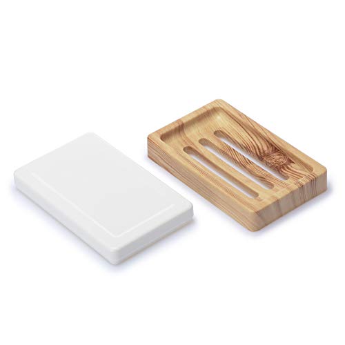 UVIVIU Double-Decker Plastic Soap Dish with Drain - Keeps Soap Dry & Easy to Clean