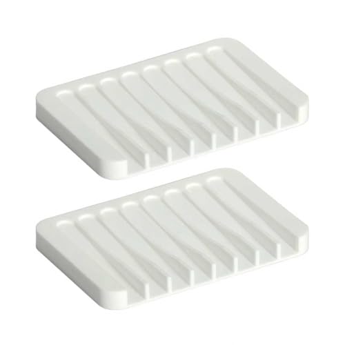 Silicone Soap Dish Set - Self-Draining Holder for Bathroom & Kitchen