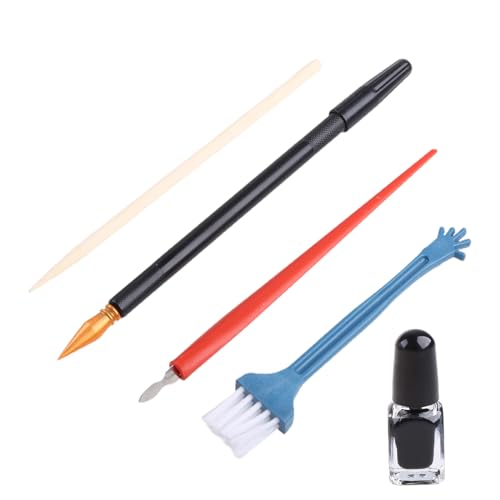 5-Piece Scratch Art Tool Set with Dual-Tip Pen and Brush