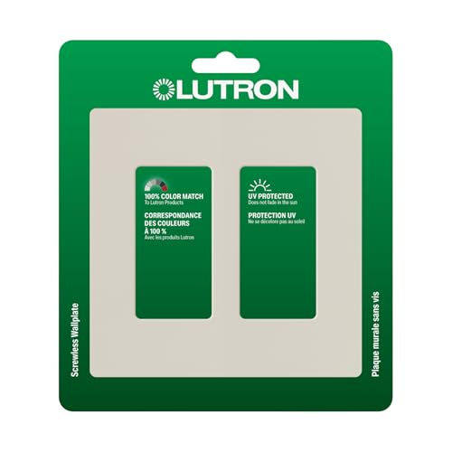 Lutron Claro 2-Gang Screwless Wallplate for Decorator Switches, Light Almond