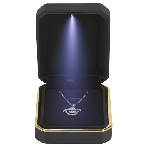 Black Luxury LED Pendant Necklace Gift Box with Velvet Interior