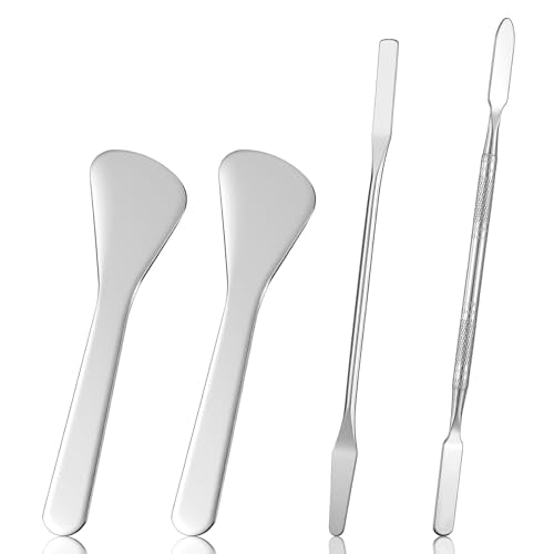 4-Piece Stainless Steel Makeup & Skincare Spatula Set for Foundation Mixing