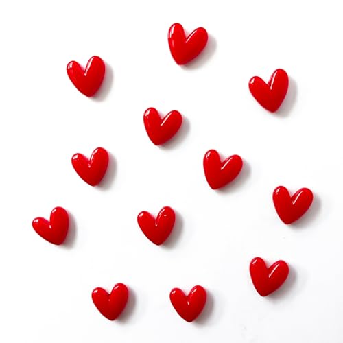 12PCS Heart-Shaped Refrigerator Magnets Set - Cute Red Decor