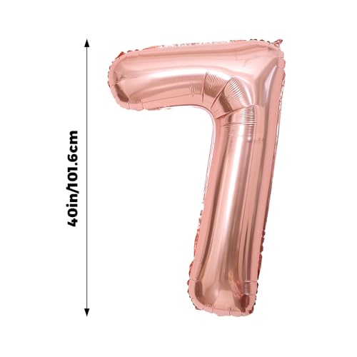 40 Inch Rose Gold Number 7 Foil Balloon for Birthdays and Anniversaries