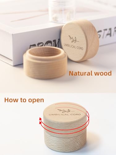 Minimalist Wooden Umbilical Cord Keepsake with Acrylic Box - Leaves